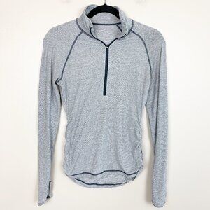 Lucy Grey Micro Striped 3/4 Zip Rouched Sides Pullover - Size XS